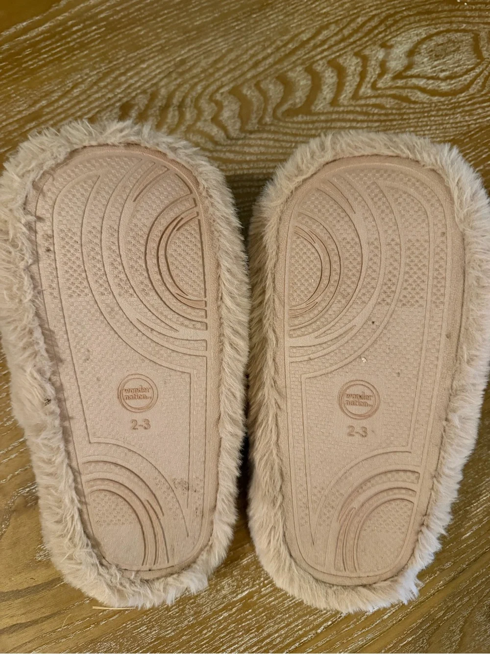 wonder nation Beige Plush Bunny Kids Slippers